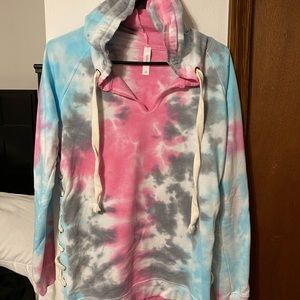 HONEYME TIE DYE STITCHED SIDE HOODIE MEDIUM